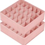 pink sock organizer drawer divider 24 cells foldable underwear organizer set of 2