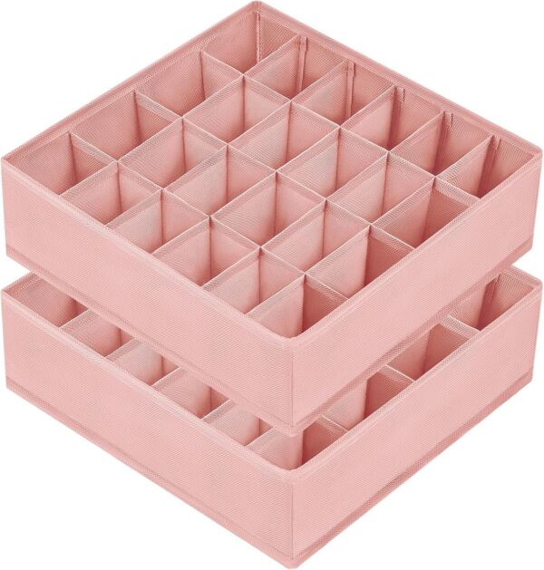 pink sock organizer drawer divider 24 cells foldable underwear organizer set of 2