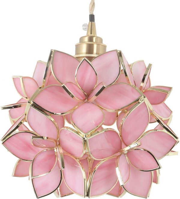 pink tiffany stained glass pendant light petal lampshade