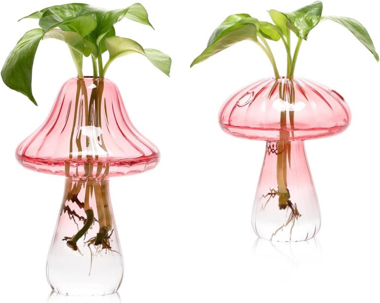 pink transparent mushroom glass vase propagation station set decorative flower planter home decor