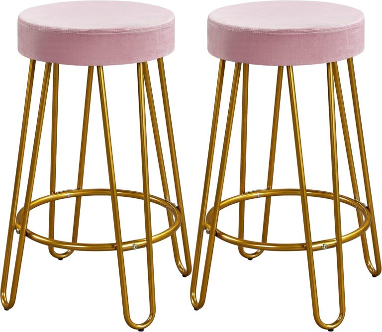 pink velvet bar stools gold legs backless counter stools set