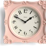 pink vintage square wall clock ornate frame analog acrylic wall mounted clock
