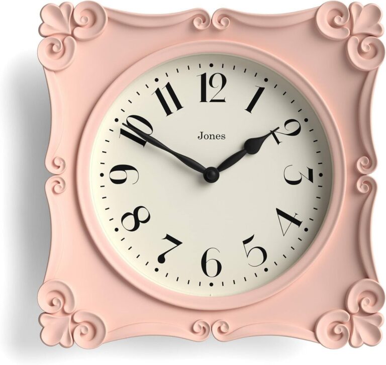 pink vintage square wall clock ornate frame analog acrylic wall mounted clock