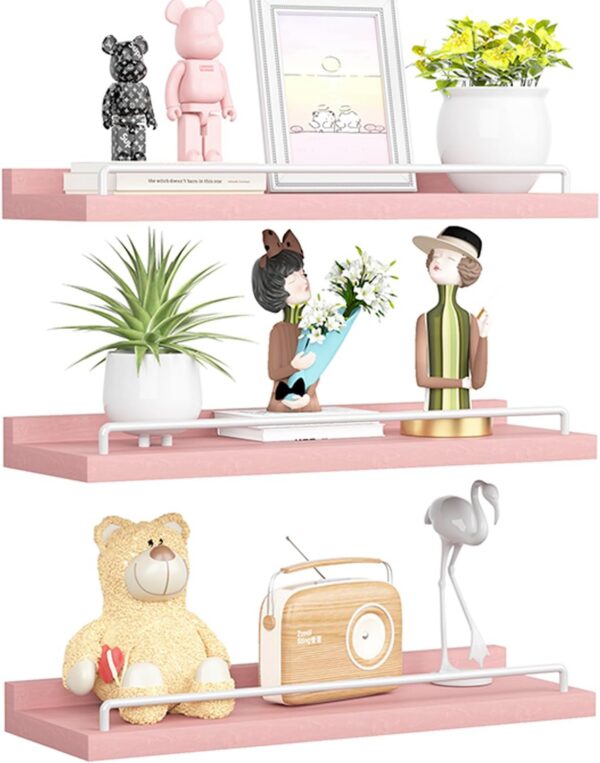 pink and white floating shelves kawaii wall decor shelves set of 3