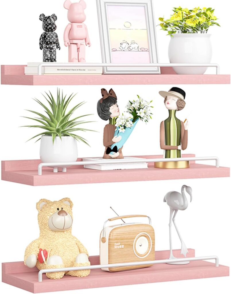 pink and white floating shelves kawaii wall decor shelves set of 3