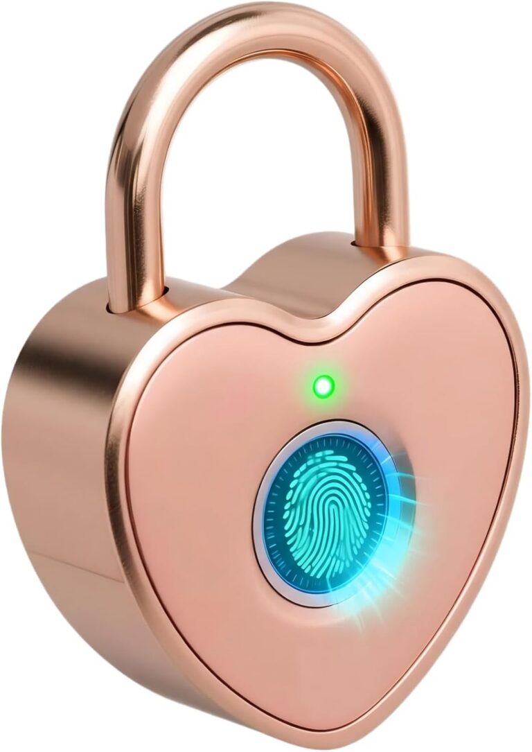 rose gold heart fingerprint padlock biometric usb rechargeable small lock