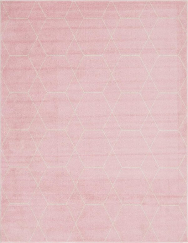 light pink ivory geometric trellis area rug large washable style living room bedroom rug 8x10