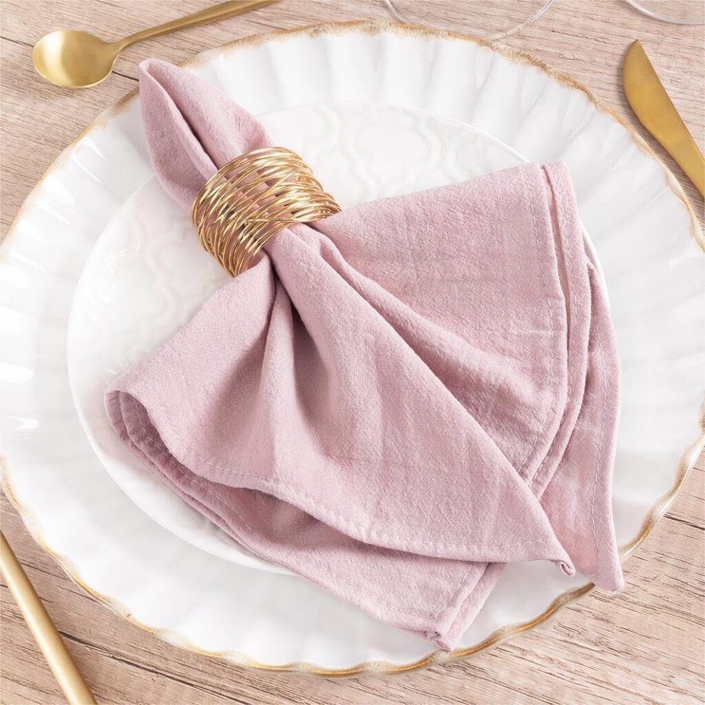 Dusty pink cotton cloth dinner napkins set for wedding and table decor