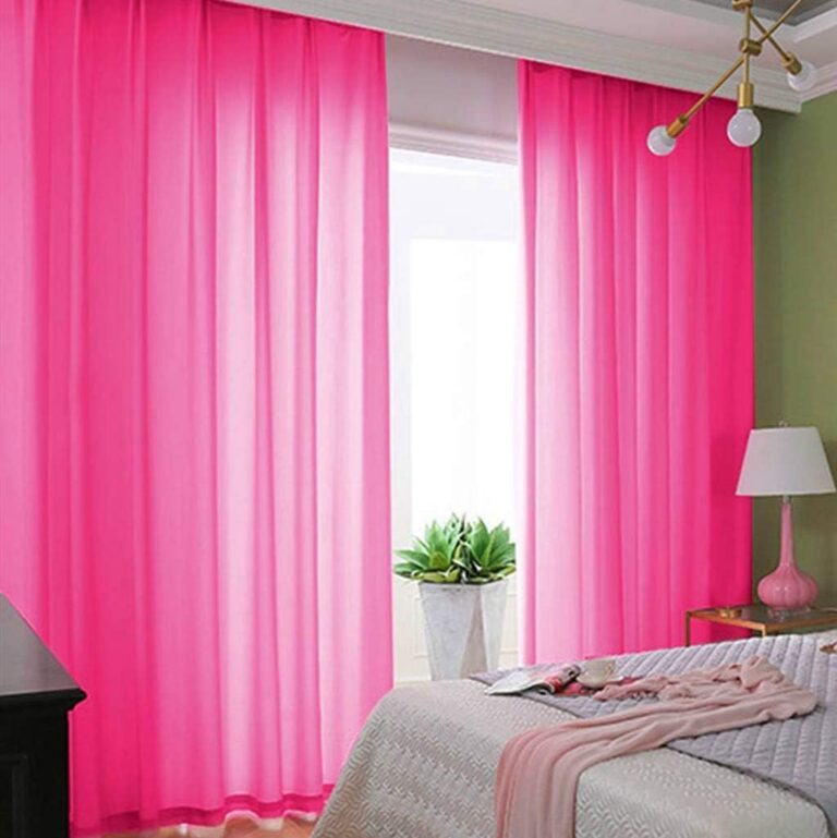 Hot pink chiffon sheer curtain panels for party backdrop or window decor