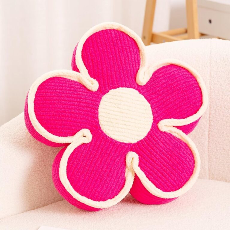 hot pink flower shaped plush floor cushion decorative throw pillow for sofa bed and bedroom decor