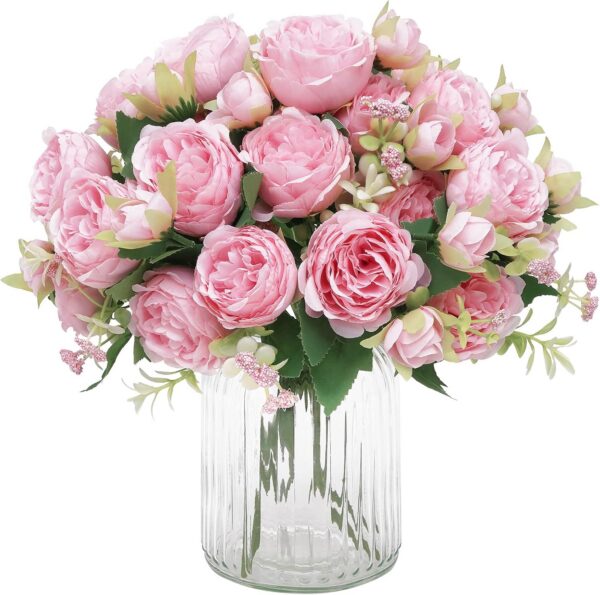 Light pink artificial silk peony flower bouquets for wedding centerpiece and home decor