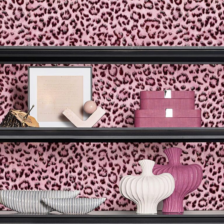 pink and black leopard print peel and stick wallpaper removable waterproof textured contact paper for bedroom bathroom or furniture makeover