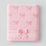 pink bow themed towel for bathroom or kitchen