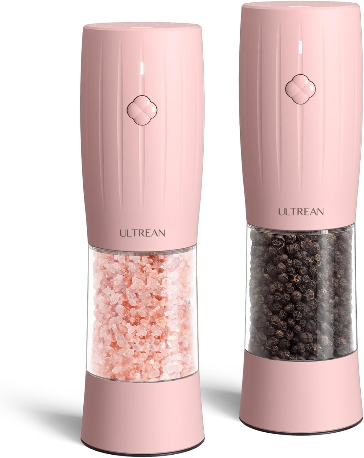 pink-electric-salt-pepper-grinder-set pink rechargeable electric salt and pepper grinder set with adjustable coarseness and LED light