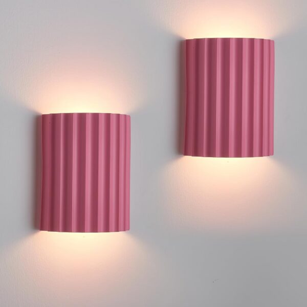 modern pink gypsum LED wall sconces with up and down lighting for bedroom hallway or living room decor