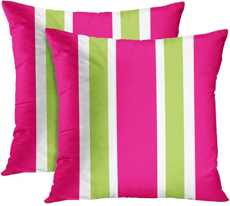 Set of two pink decorative throw pillow covers with double-sided printed designs, durable polyester fabric, and hidden zipper closures for 18 x 18 inch throw pillows.