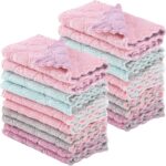 Twenty-pack multicolor coral velvet kitchen dish cloths measuring 10 by 6 inches, featuring soft, highly absorbent microfiber for cleaning dishes, countertops, glass, and household surfaces.