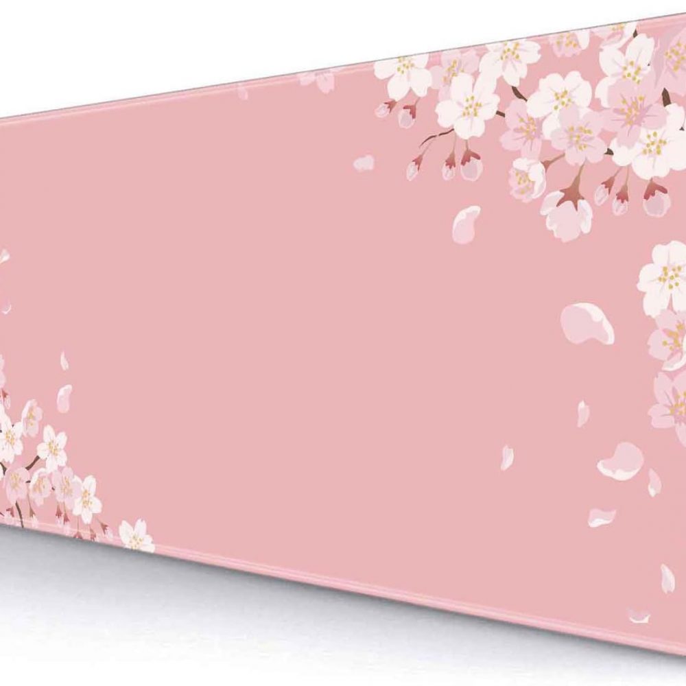 pink cherry blossom desk mat large gaming mouse pad sakura floral non slip